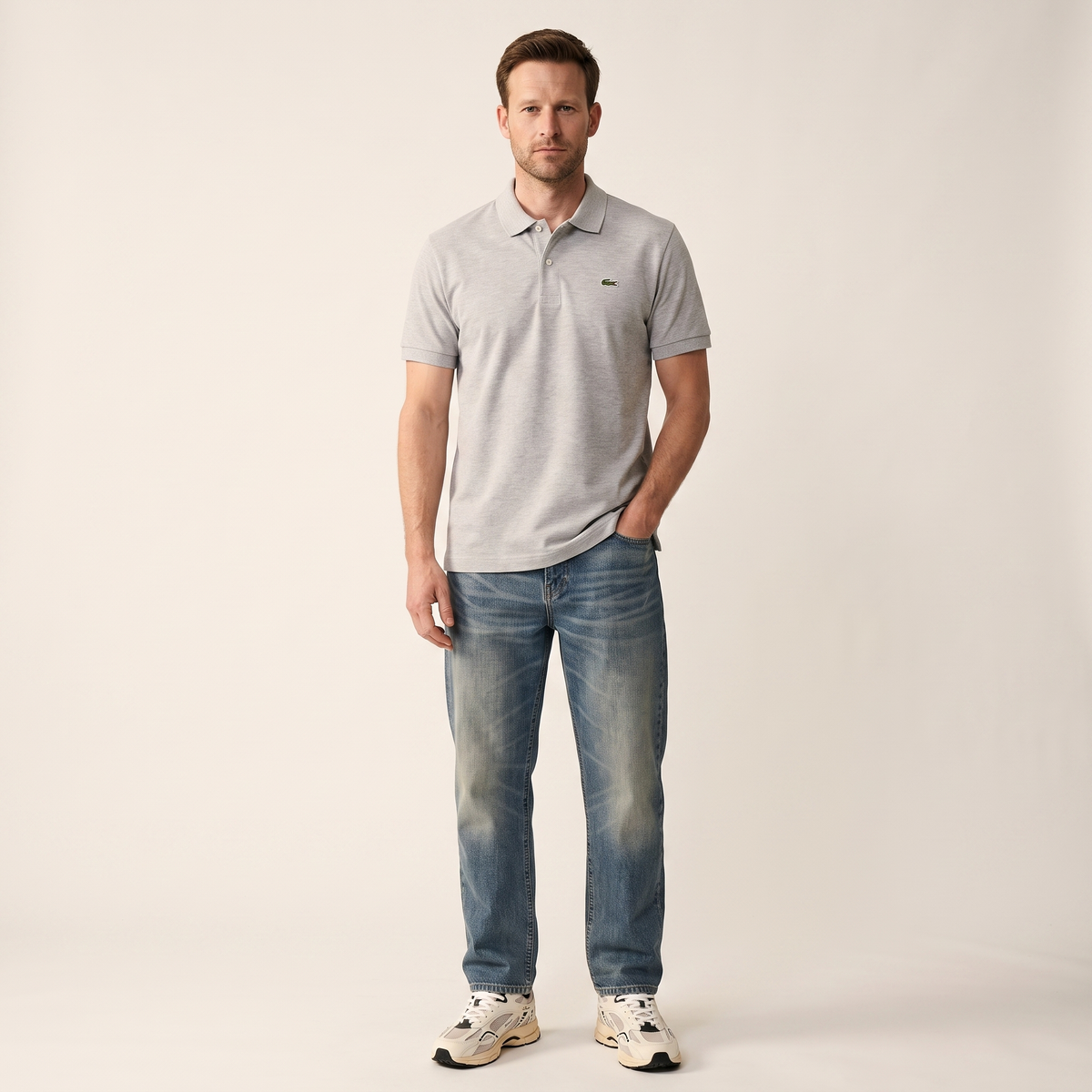 Lacoste Classic Fit Textured Polo Licht Blauw
