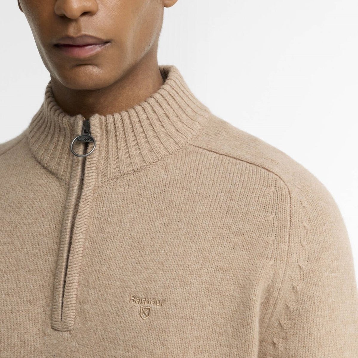Barbour Newtown Half Zip Knitted Sweater Beige