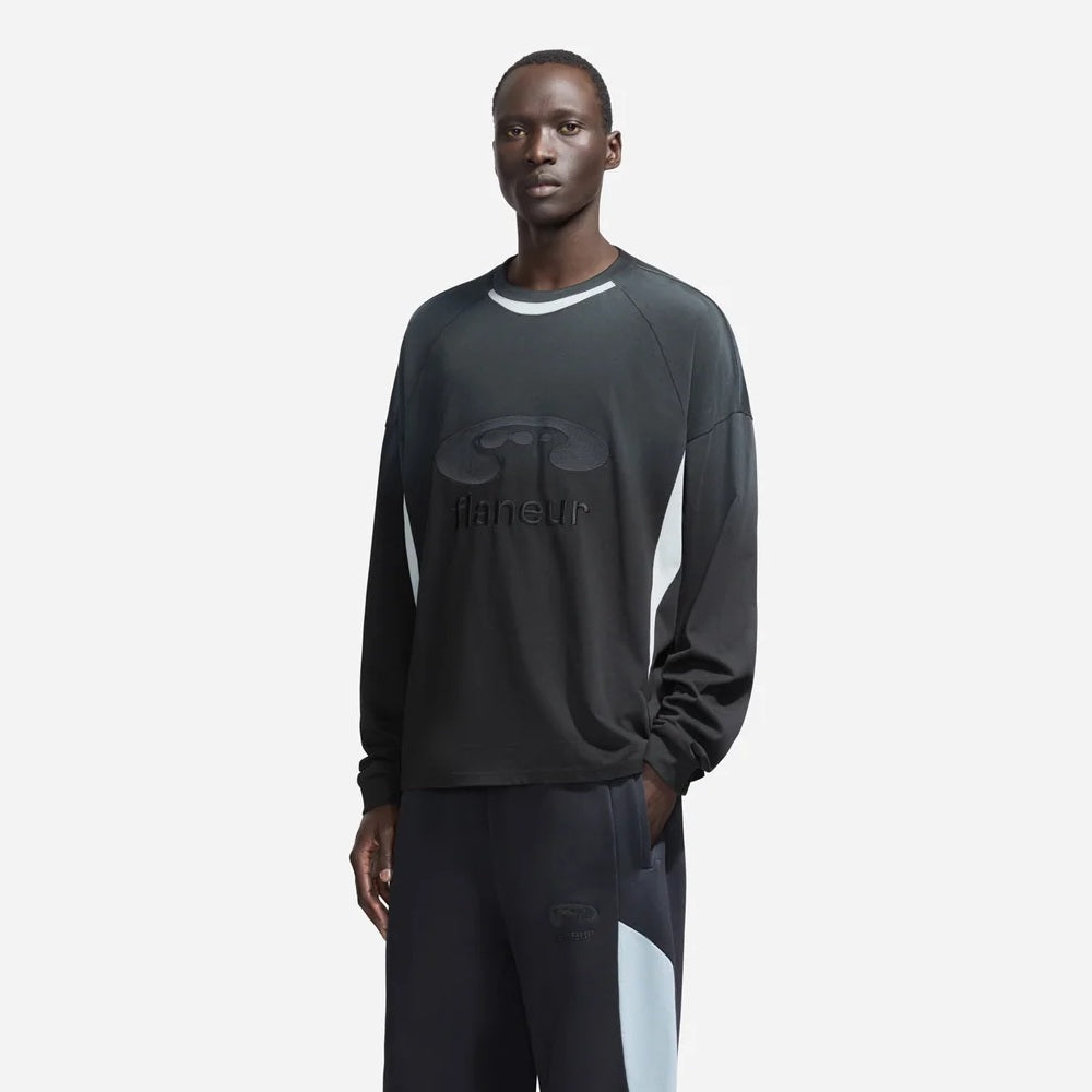 Flâneur Music Paneled Longsleeve T-shirt Zwart