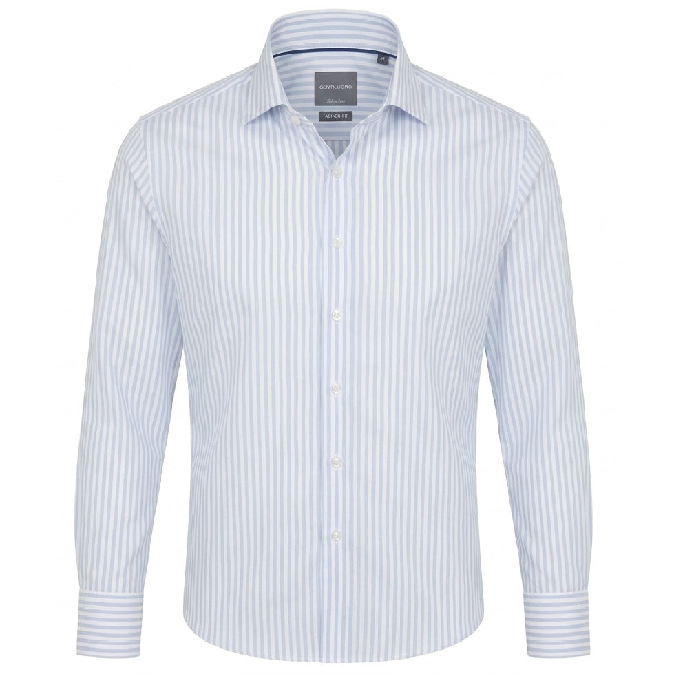 Gentiluomo Maldini Fashion Fit Striped Overhemd Licht Blauw