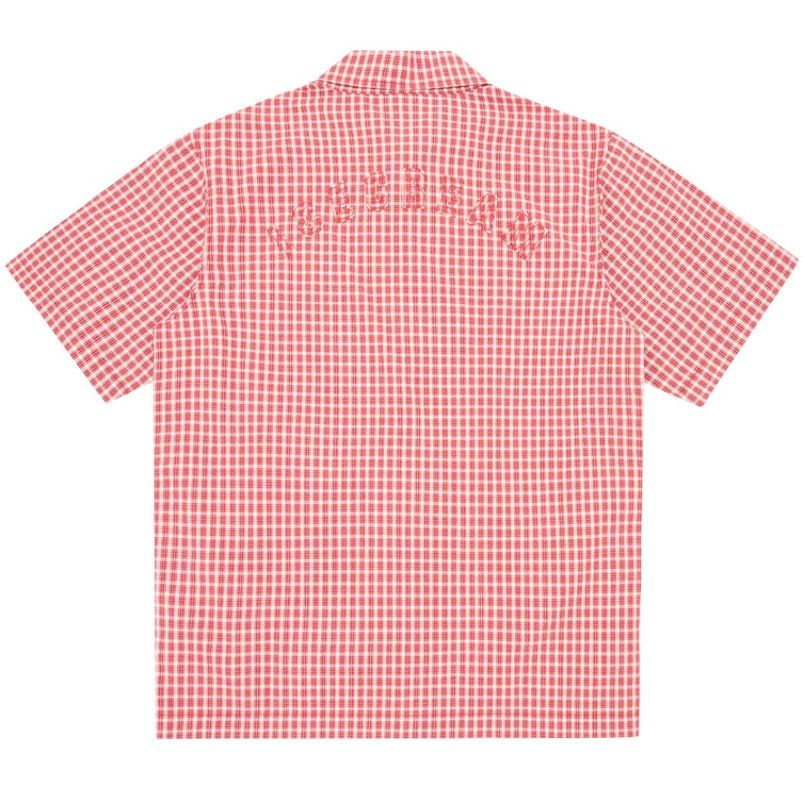 Icecream Applique Running Dog Check Overhemd Rood