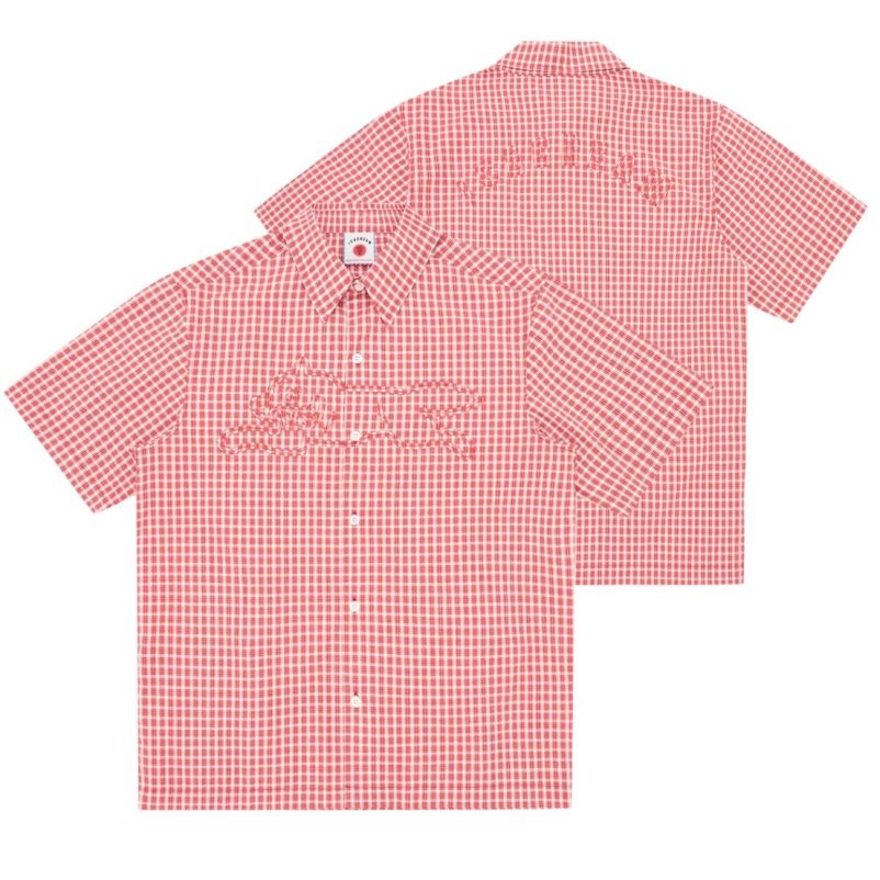 Icecream Applique Running Dog Check Overhemd Rood