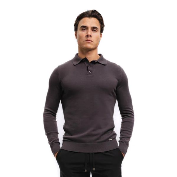 Knitted Longsleeve Polo Bruin