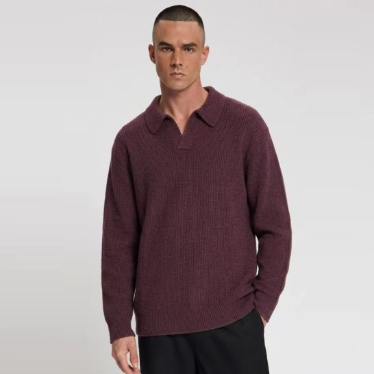 Law of the Sea Ares Knitted Longsleeve Polo Donker Roze