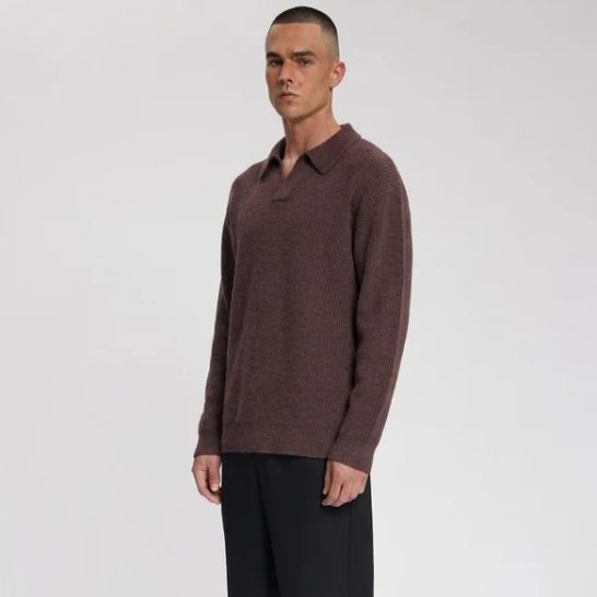 Law of the Sea Ares Knitted Longsleeve Polo Donker Roze