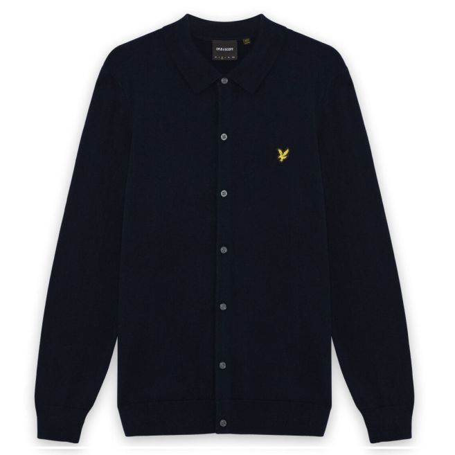 Lyle & Scott Cotton Merino Knitted Overhemd Navy