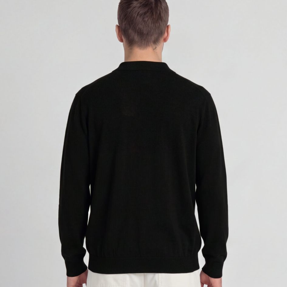 Lyle & Scott Cotton Merino Knitted Overhemd Zwart