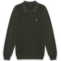 Lyle & Scott Panelled Waffle Knitted Longsleeve Polo Donker Groen