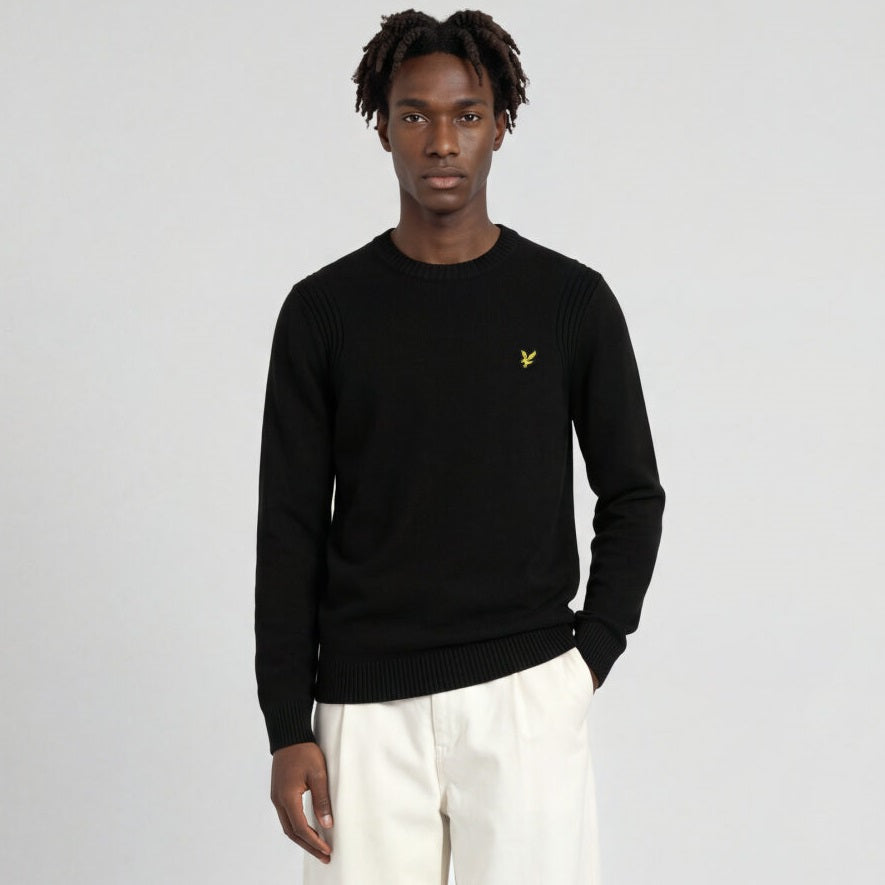 Lyle & Scott Rib Insert Sweater Zwart