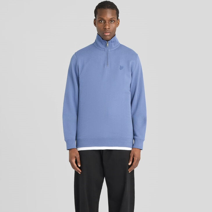 Lyle & Scott Superfine Quarter Zip Sweater Blauw