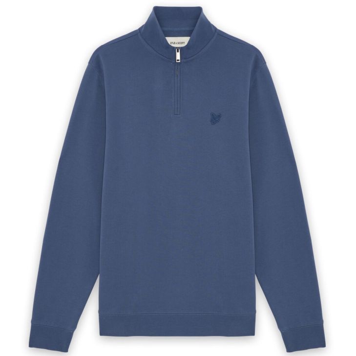 Lyle & Scott Superfine Quarter Zip Sweater Blauw