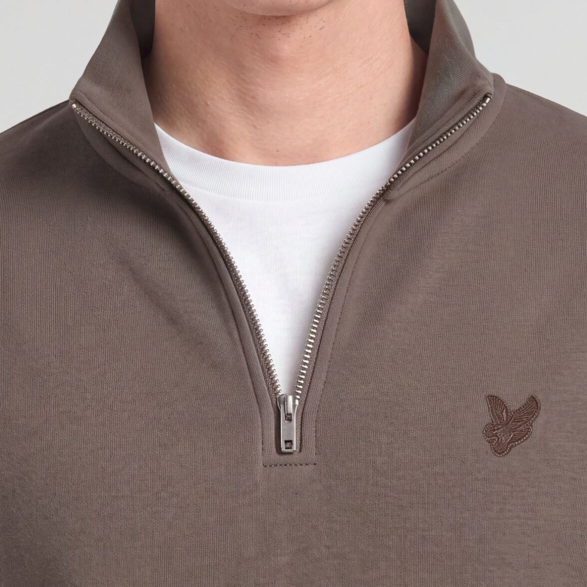 Lyle & Scott Superfine Quarter Zip Sweater Bruin