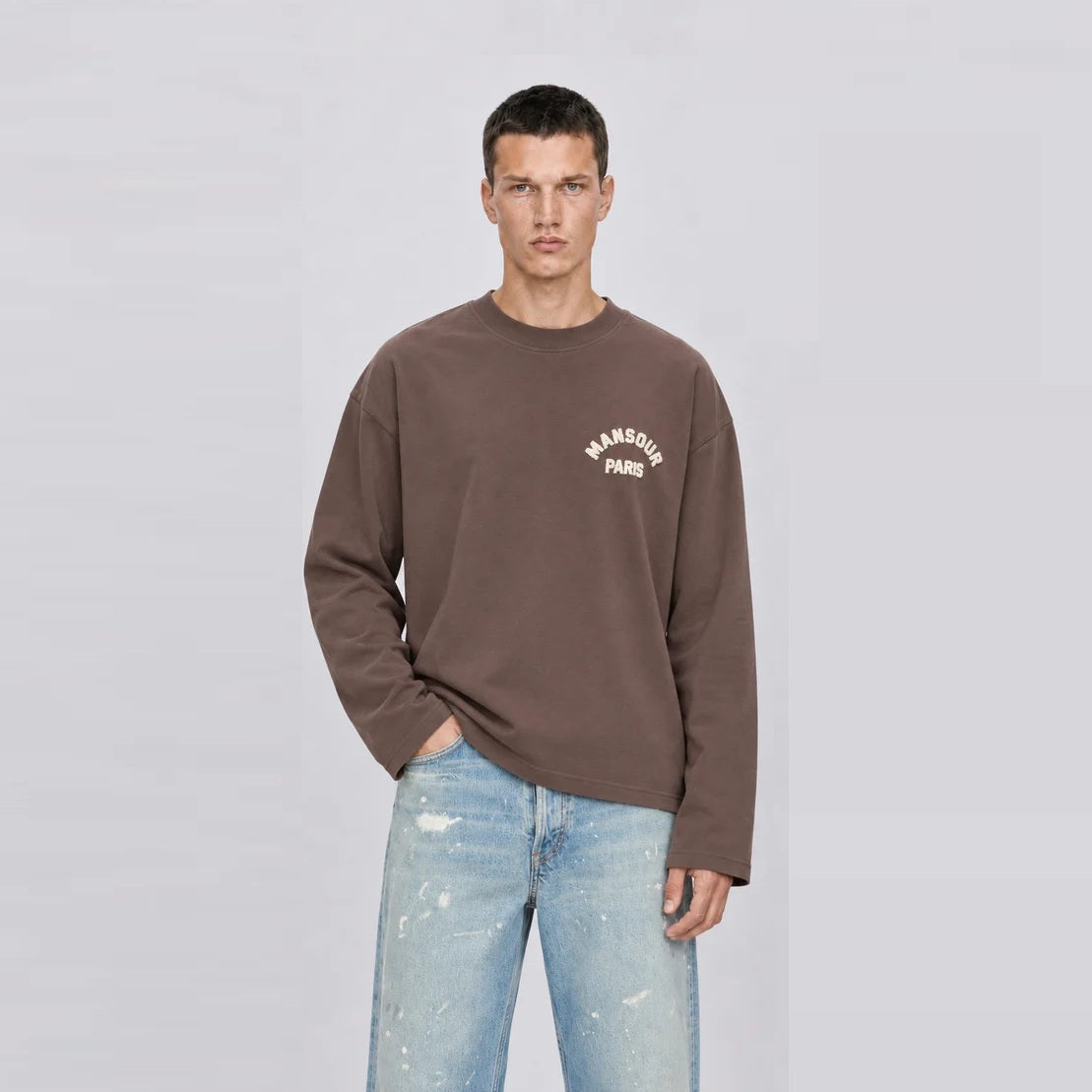 Mansour Paris College Longsleeve T-shirt Bruin