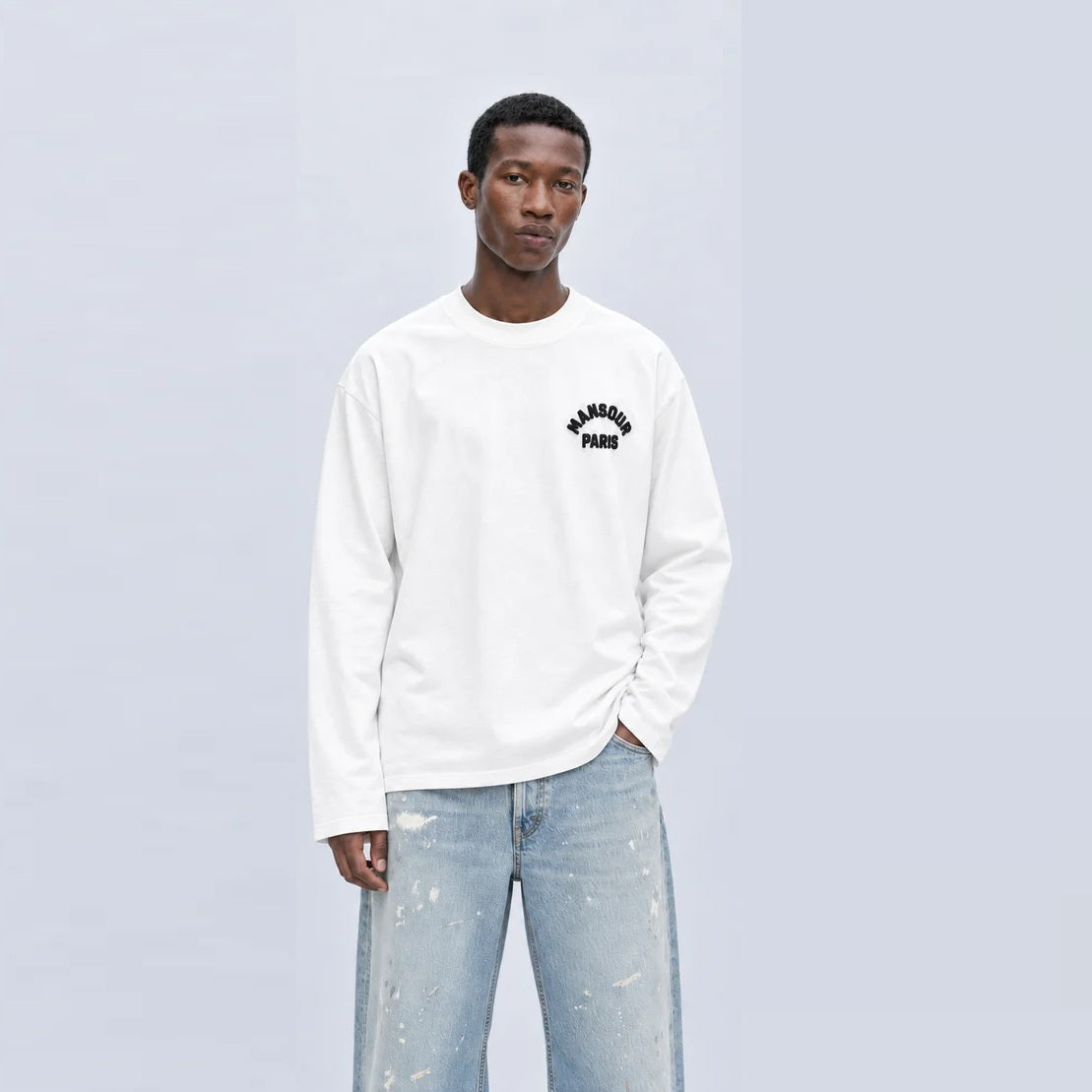 Mansour Paris College Longsleeve T-shirt Wit
