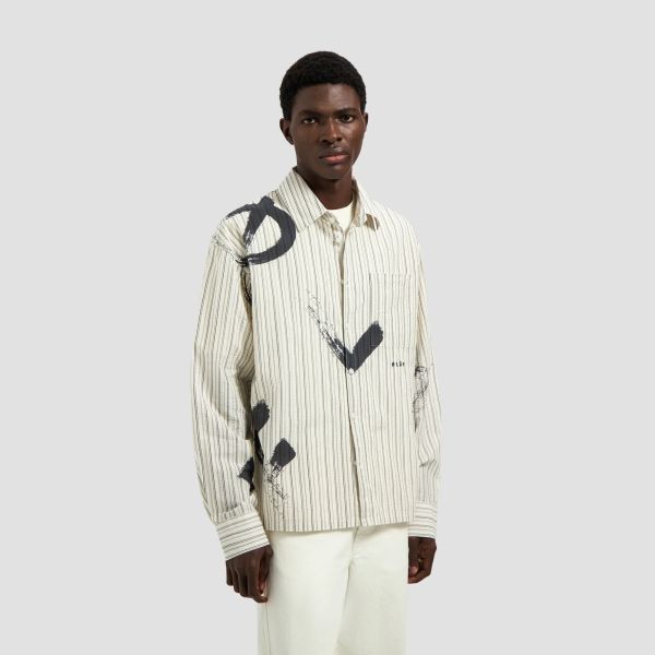 Olaf Brushstroke Logo Stripe Overhemd Off White