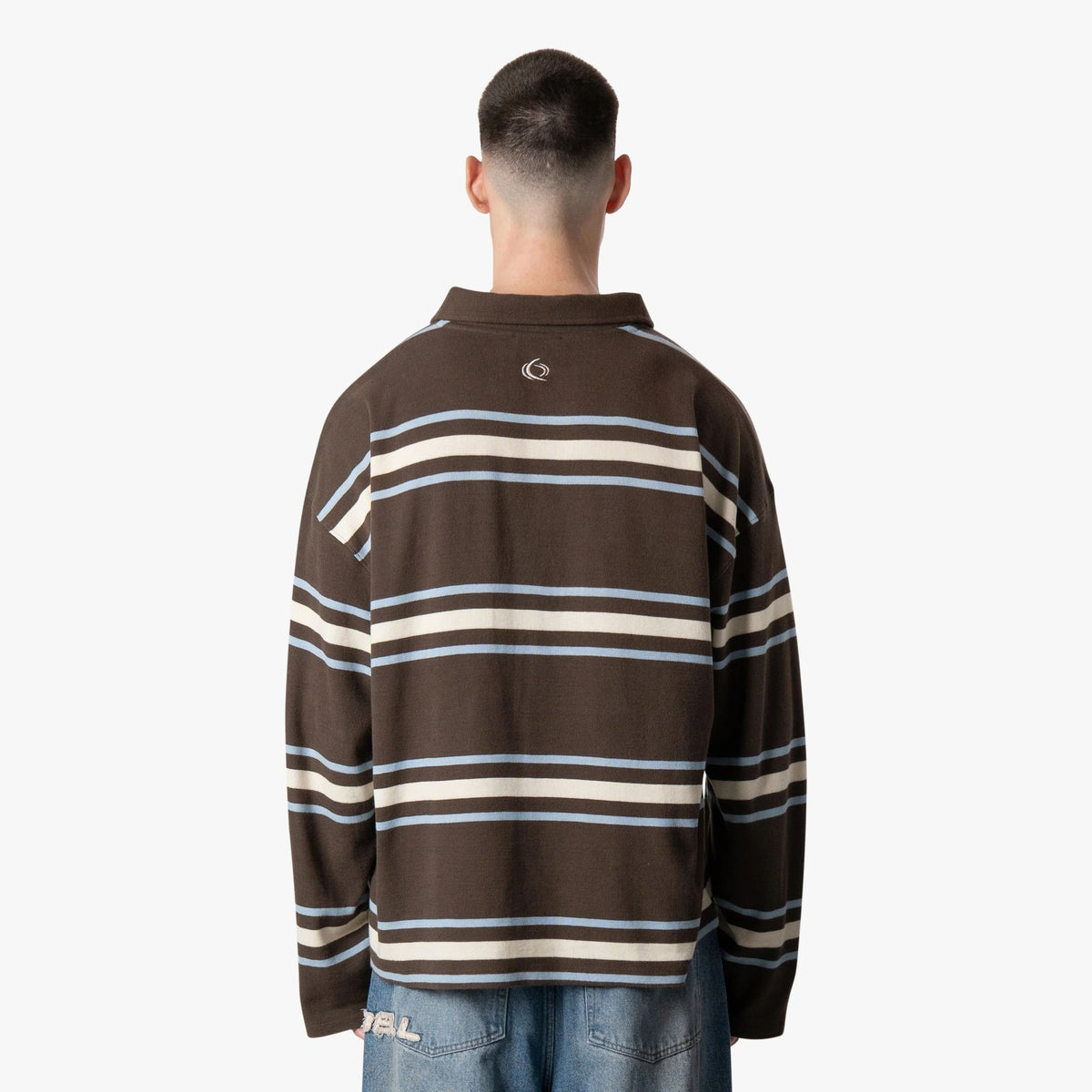 Quotrell Striped Longsleeve Polo Bruin
