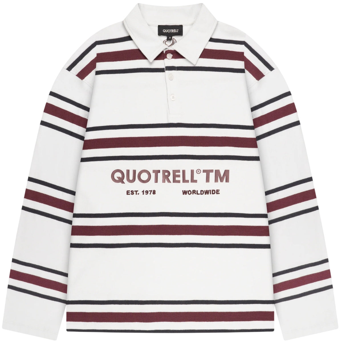 Quotrell Striped Longsleeve Polo Licht Blauw