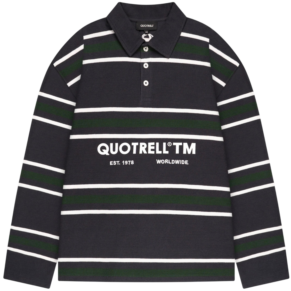 Quotrell Striped Longsleeve Polo Navy