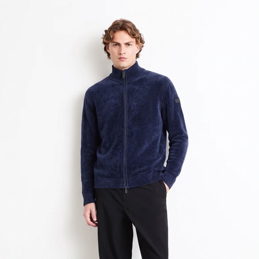 Roberto Ricci Designs Velvet Knit Vest Donker Blauw