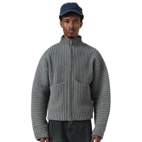 Seventh Globe Rib Knit Cardigan Grijs