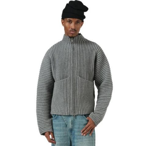 Seventh Globe Rib Knit Cardigan Grijs