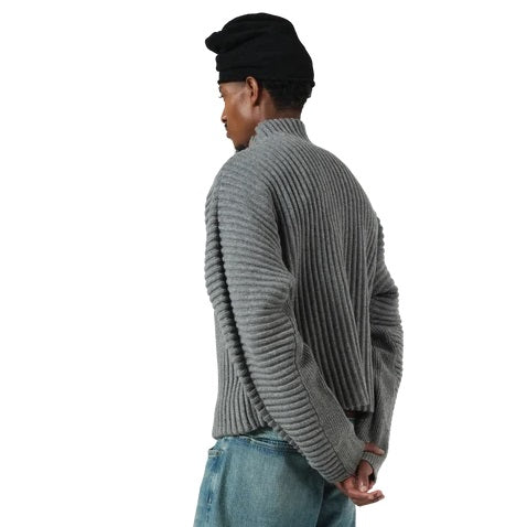 Seventh Globe Rib Knit Cardigan Grijs
