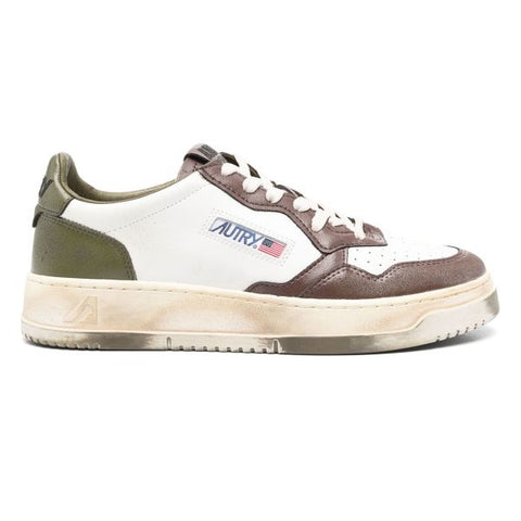 Autry Super Vintage Medalist Low Sneaker Wit/Bruin/Groen