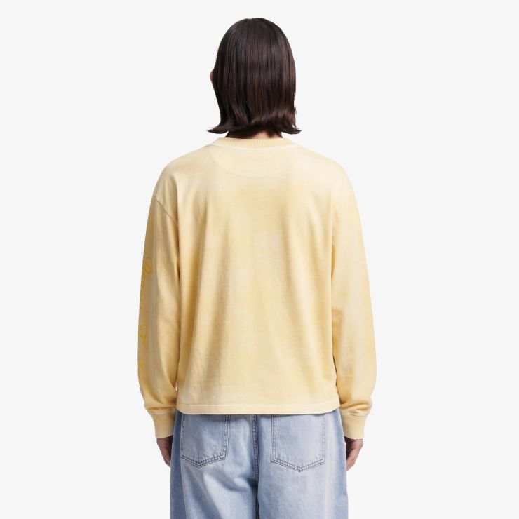 Bram’s Fruit Distressed Script Logo Longsleeve T-shirt Geel