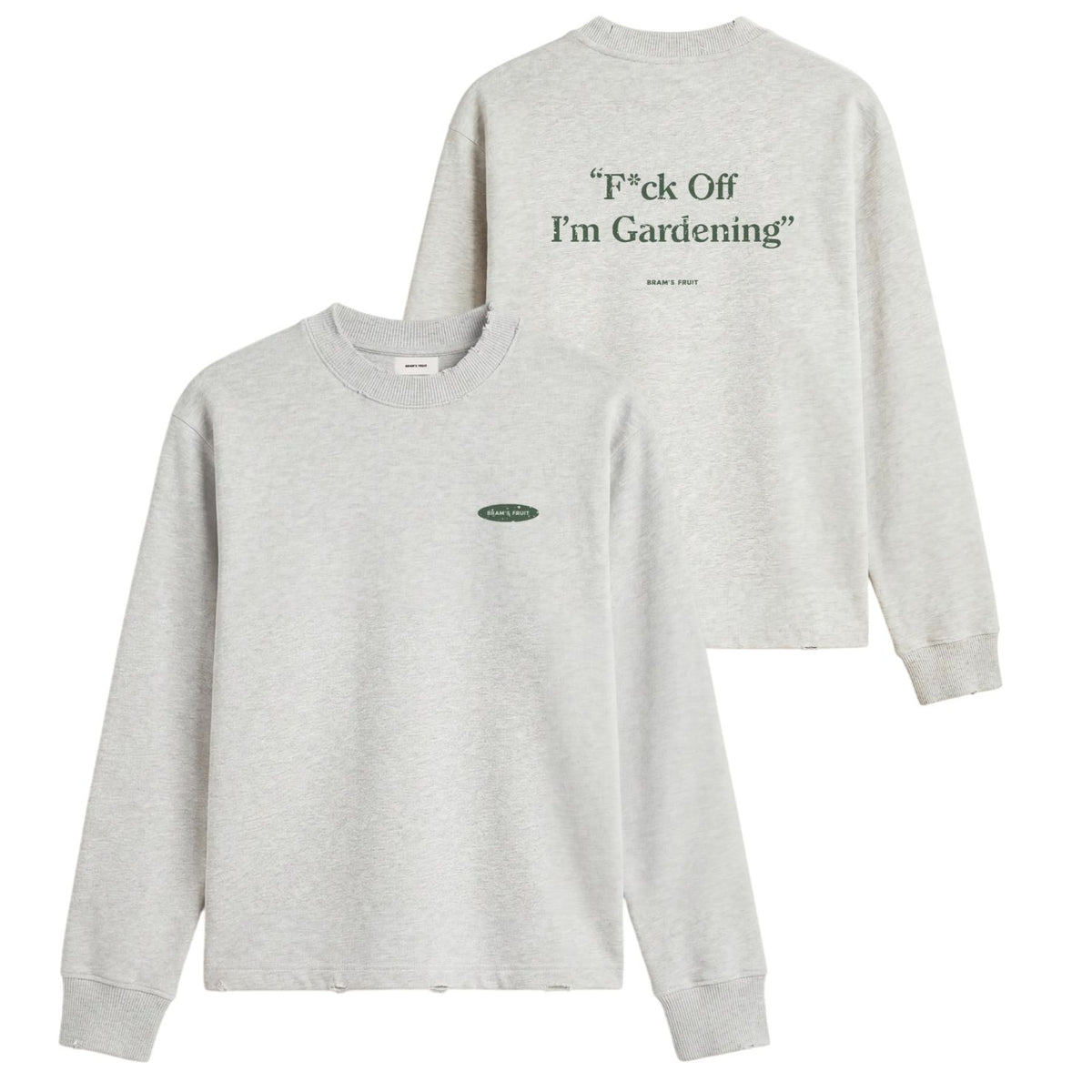 Bram's Fruit Gardening Distressed Longsleeve T-shirt Grijs