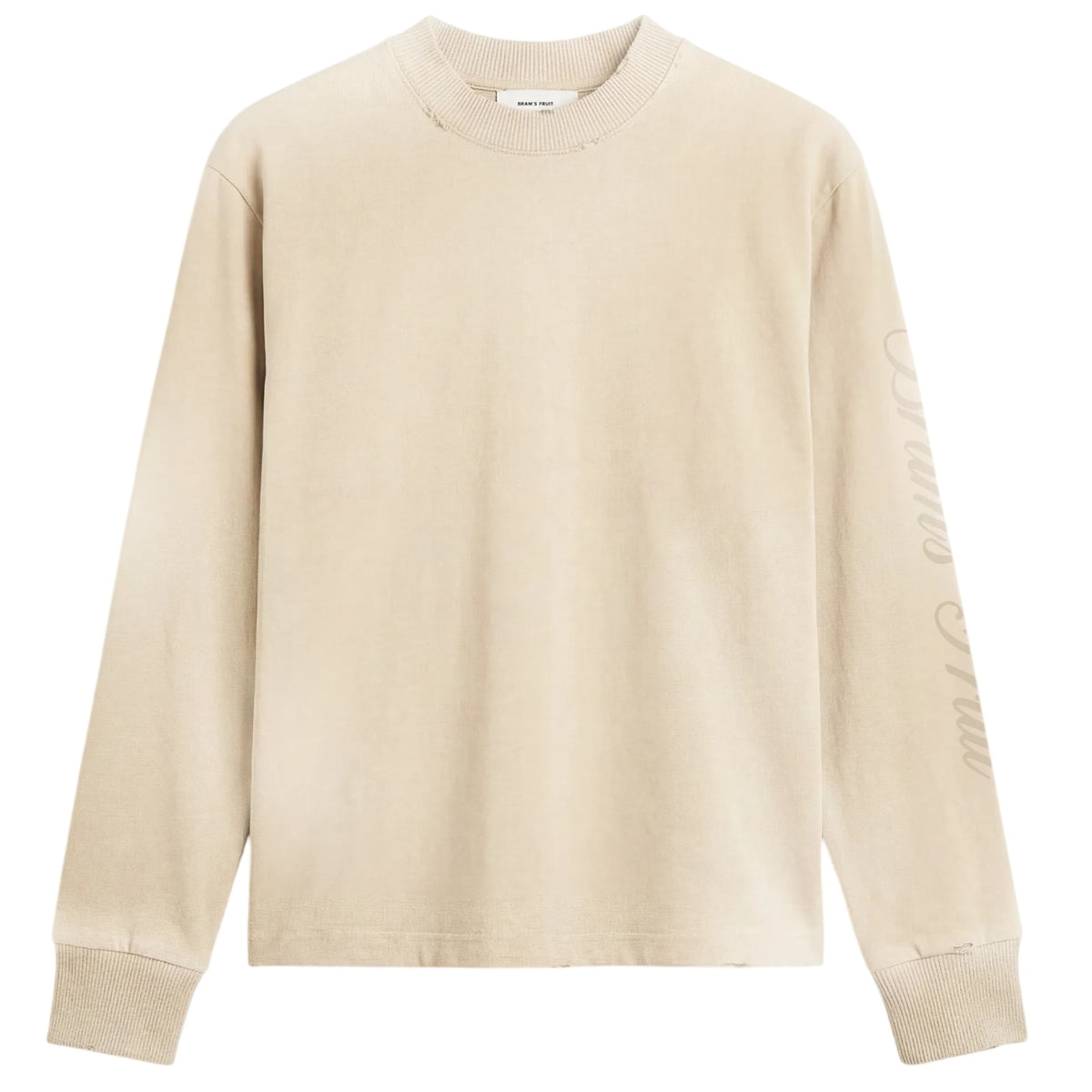 Bram’s Fruit Distressed Script Logo Longsleeve T-shirt Beige