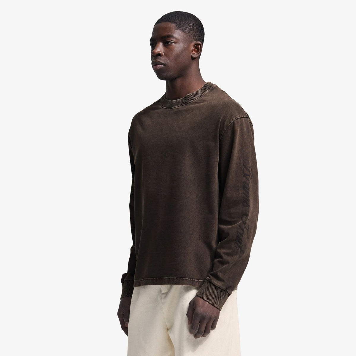 Bram’s Fruit Distressed Script Logo Longsleeve T-shirt Bruin