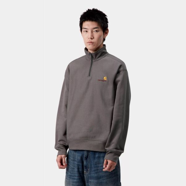 Carhartt WIP Half Zip American Script Sweater Antraciet – Mezaldy