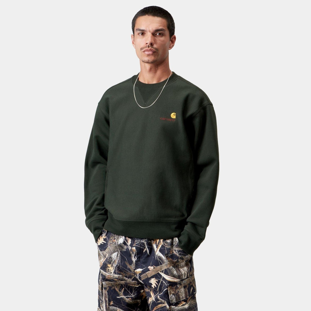 Carhartt WIP American Script Sweater Donker Groen