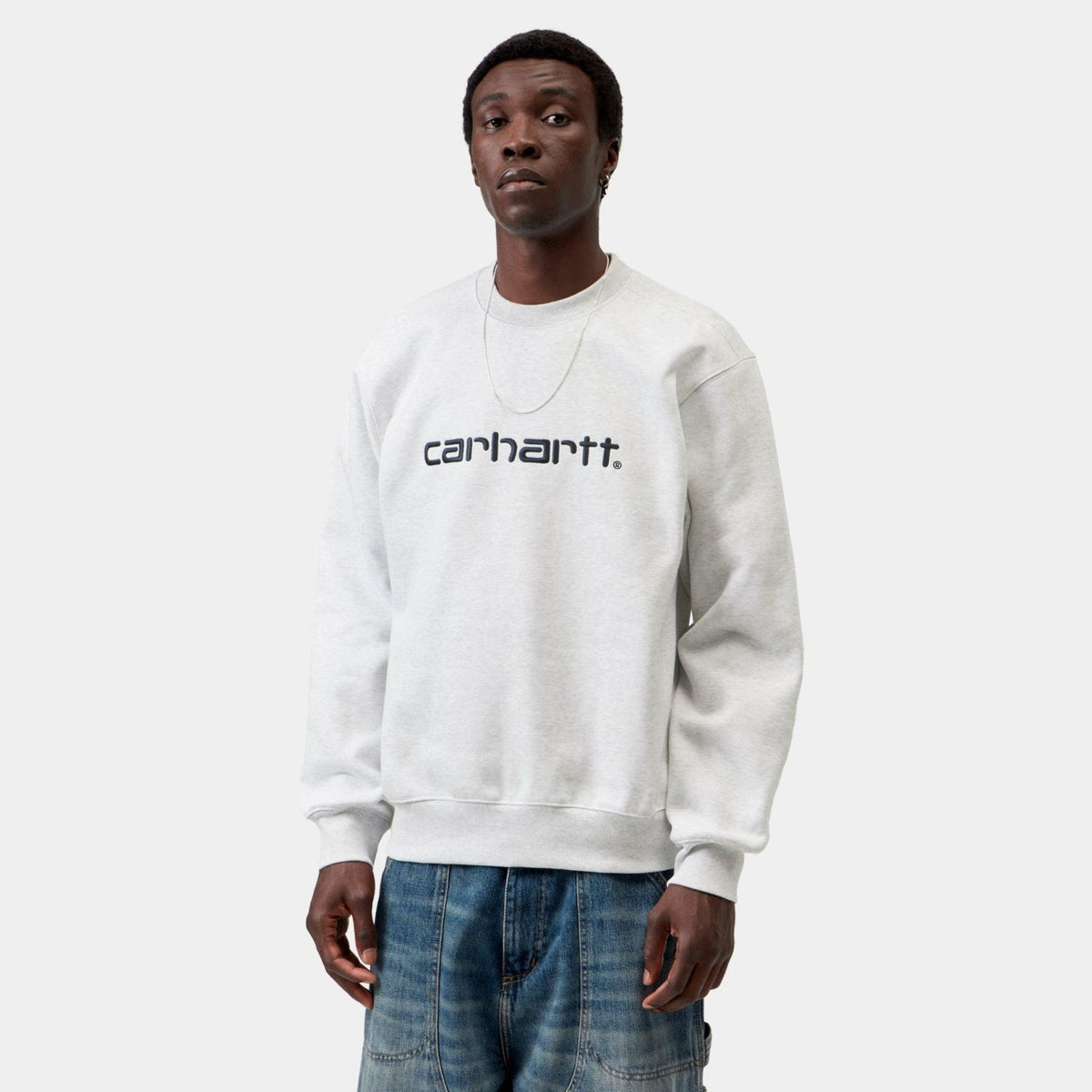 Carhartt WIP Logo Sweater Grijs