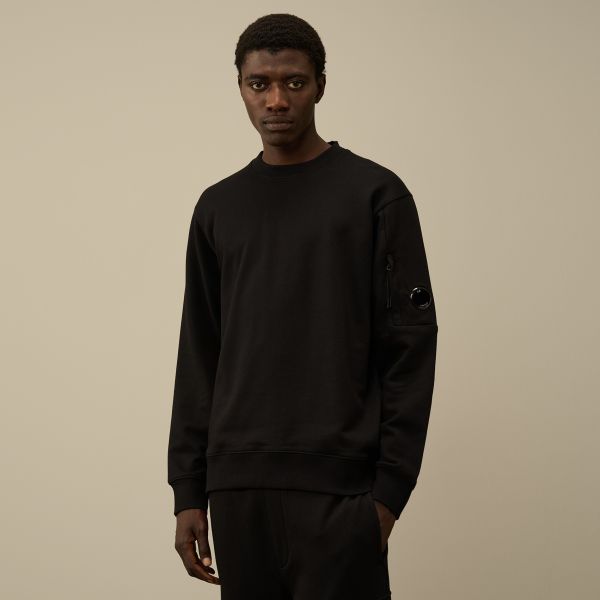 CP Company Diagonal Raised Fleece Lens Sweater Zwart