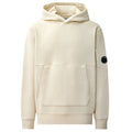 CP Company Diagonal Raised Fleece Lens Hoodie Off White