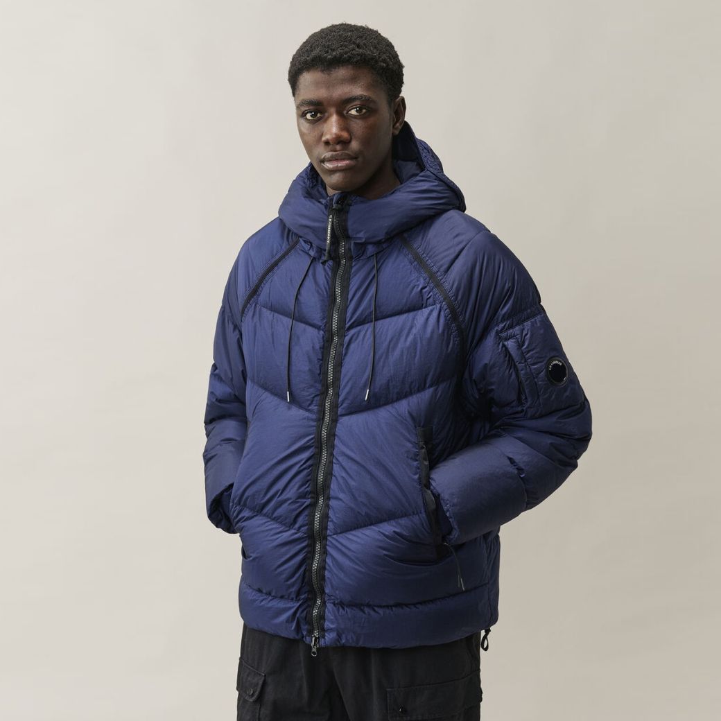 CP Company Down Shield Lens Hooded Puffer Donker Blauw