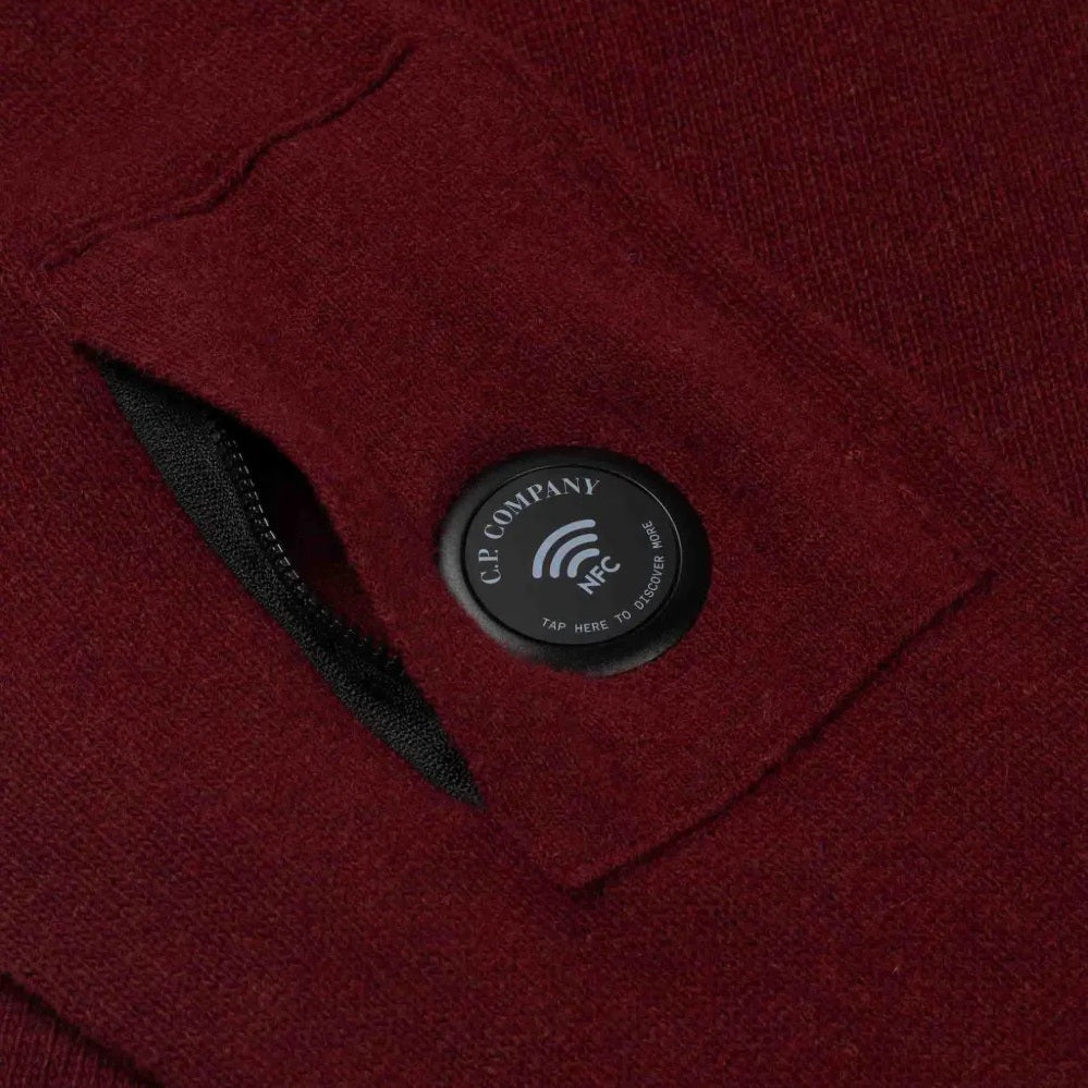 CP Company Lambswool GRS Half Button Lens Sweater Rood