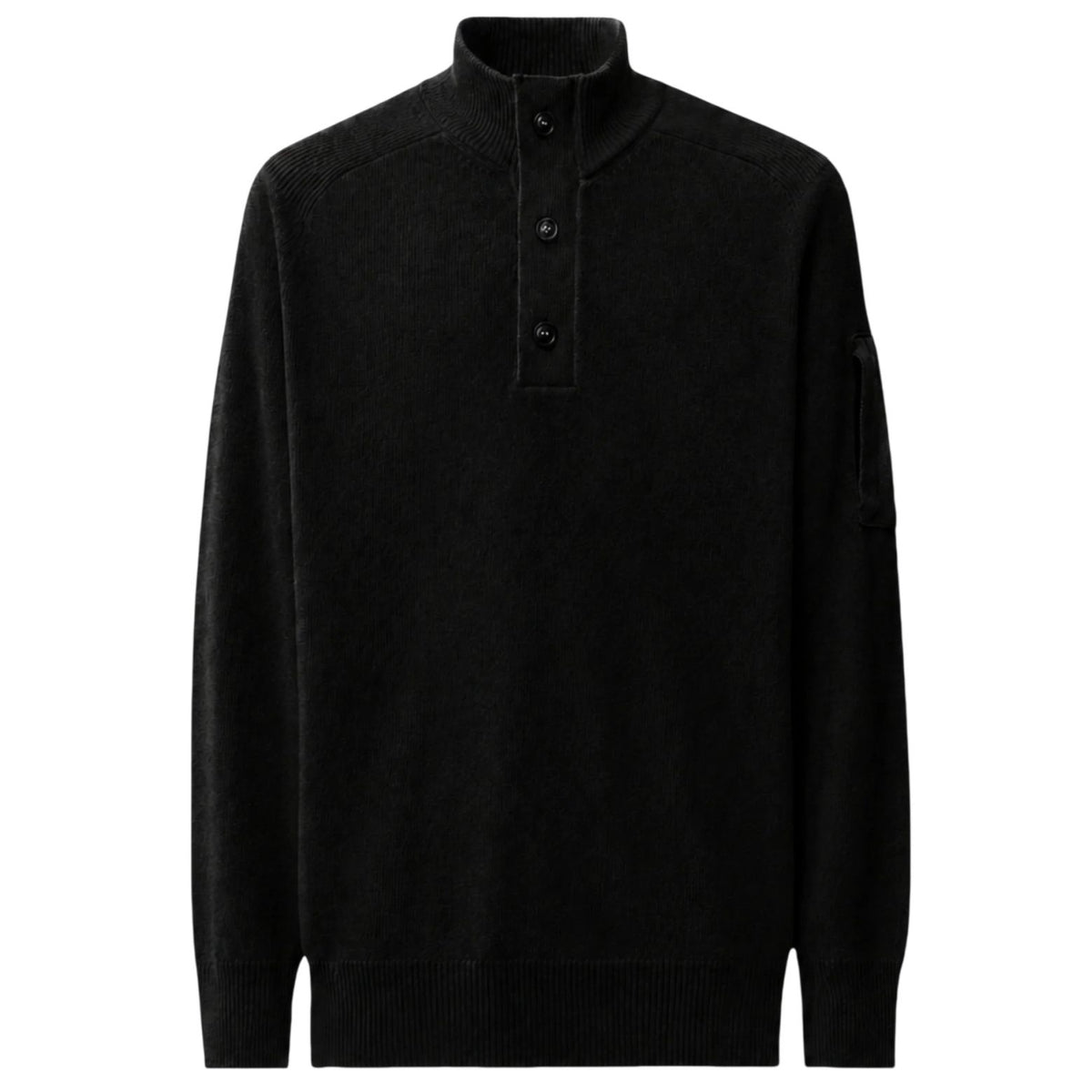 CP Company Lambswool GRS Half Button Lens Sweater Zwart