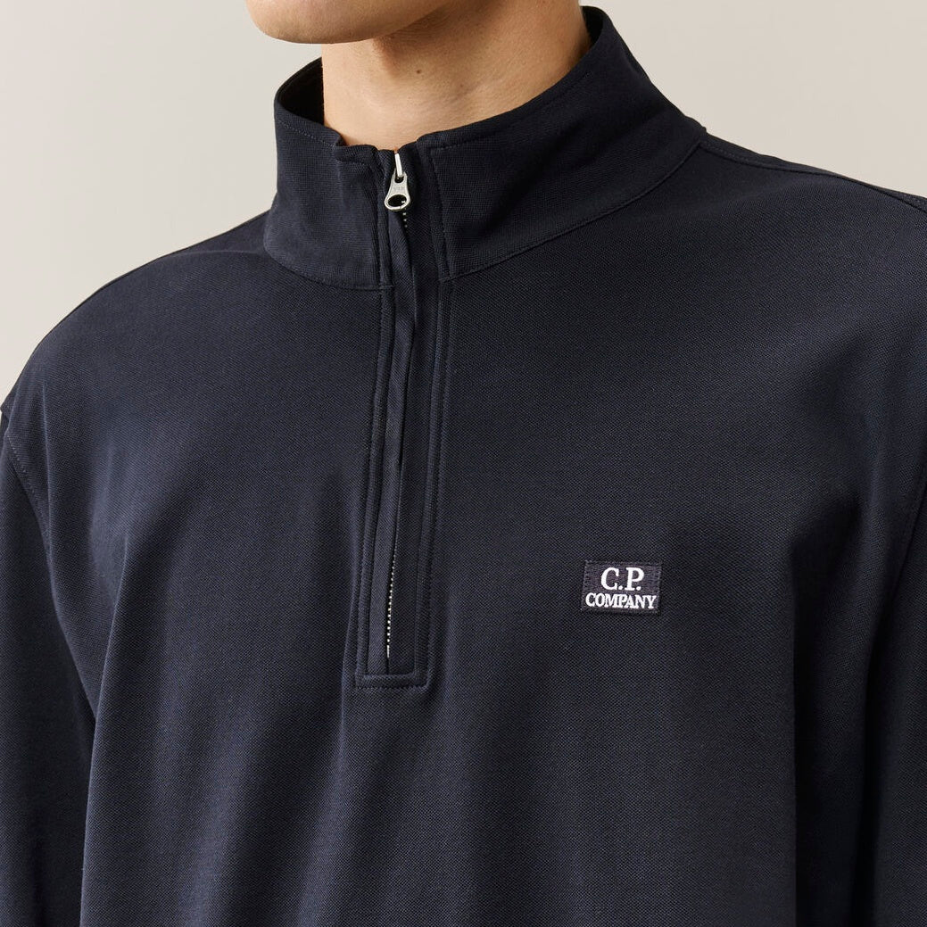 CP Company Stretch Piquet Half Zip Longsleeve Polo Navy