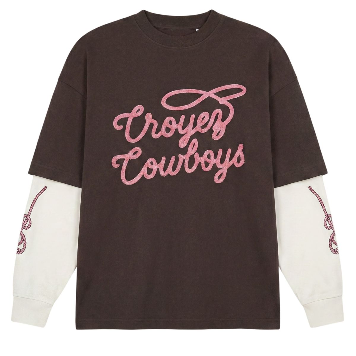 Croyez Cowboys Double Sleeve Longsleeve T-shirt Bruin