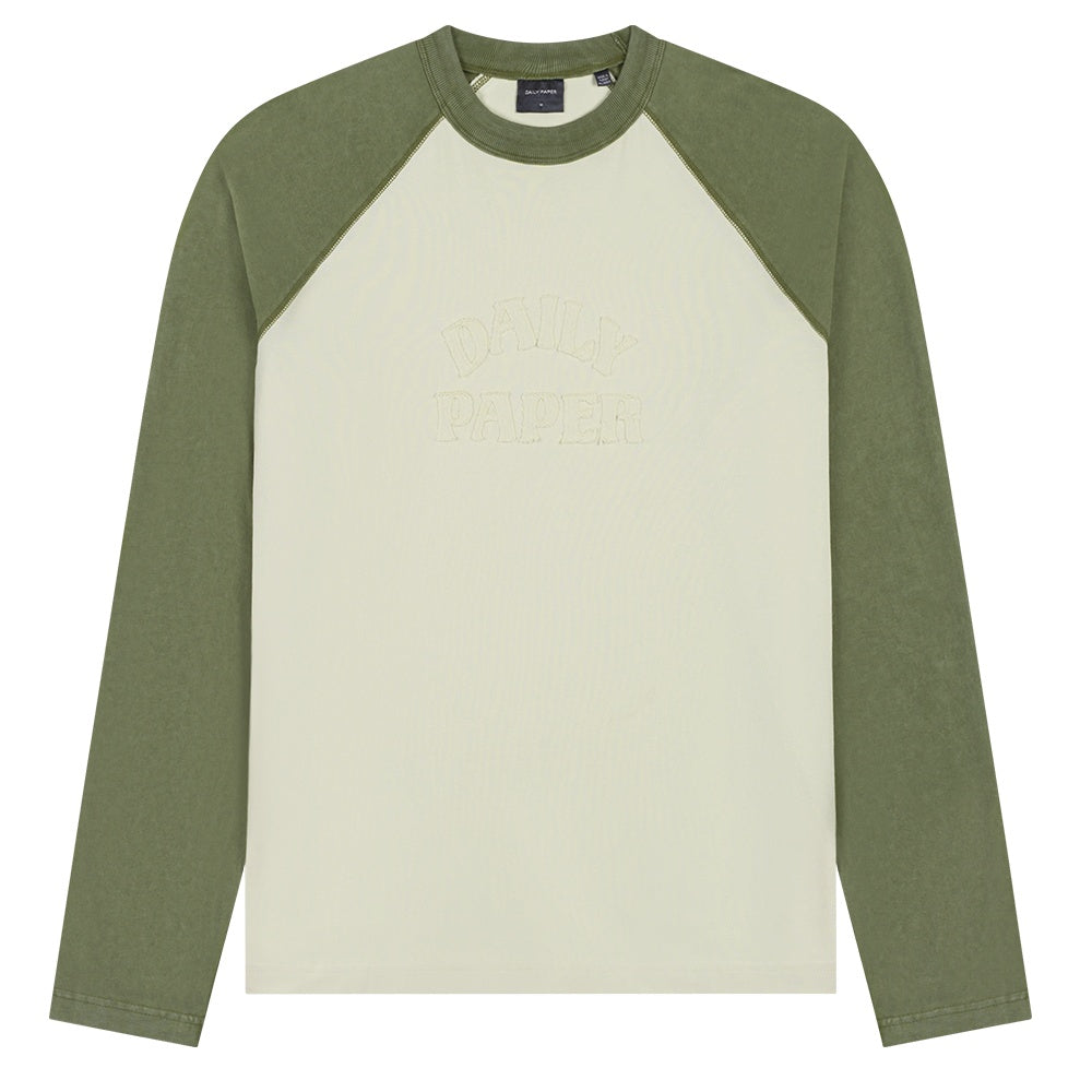 Daily Paper Contrast Raglan Longsleeve T-shirt Off White/Groen