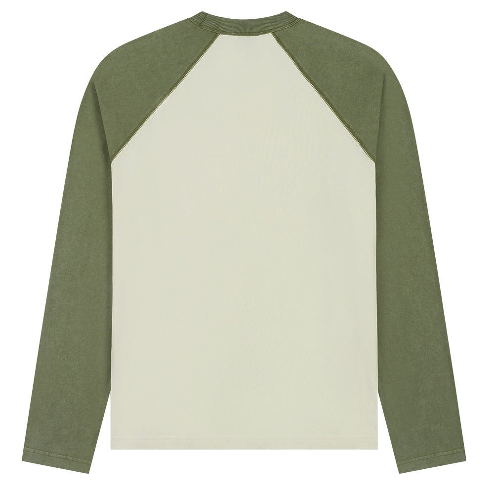 Daily Paper Contrast Raglan Longsleeve T-shirt Off White/Groen