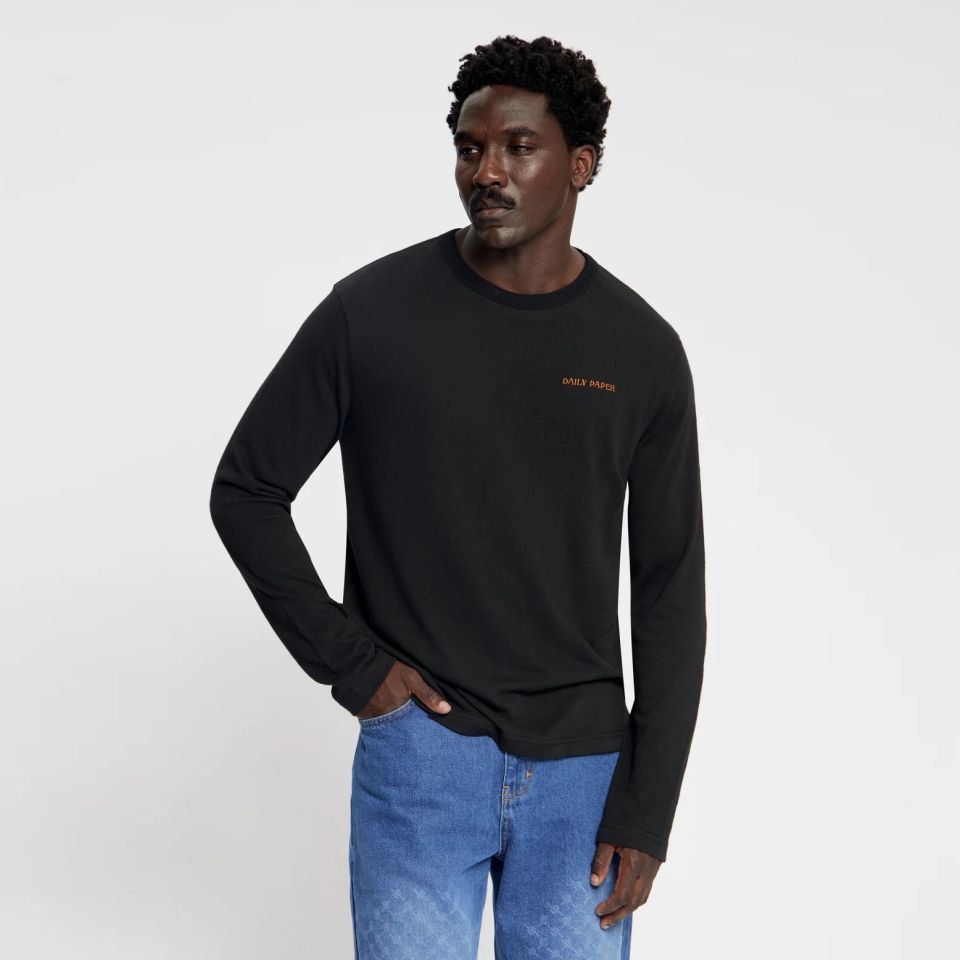 Daily Paper Slub Longsleeve T-shirt Zwart