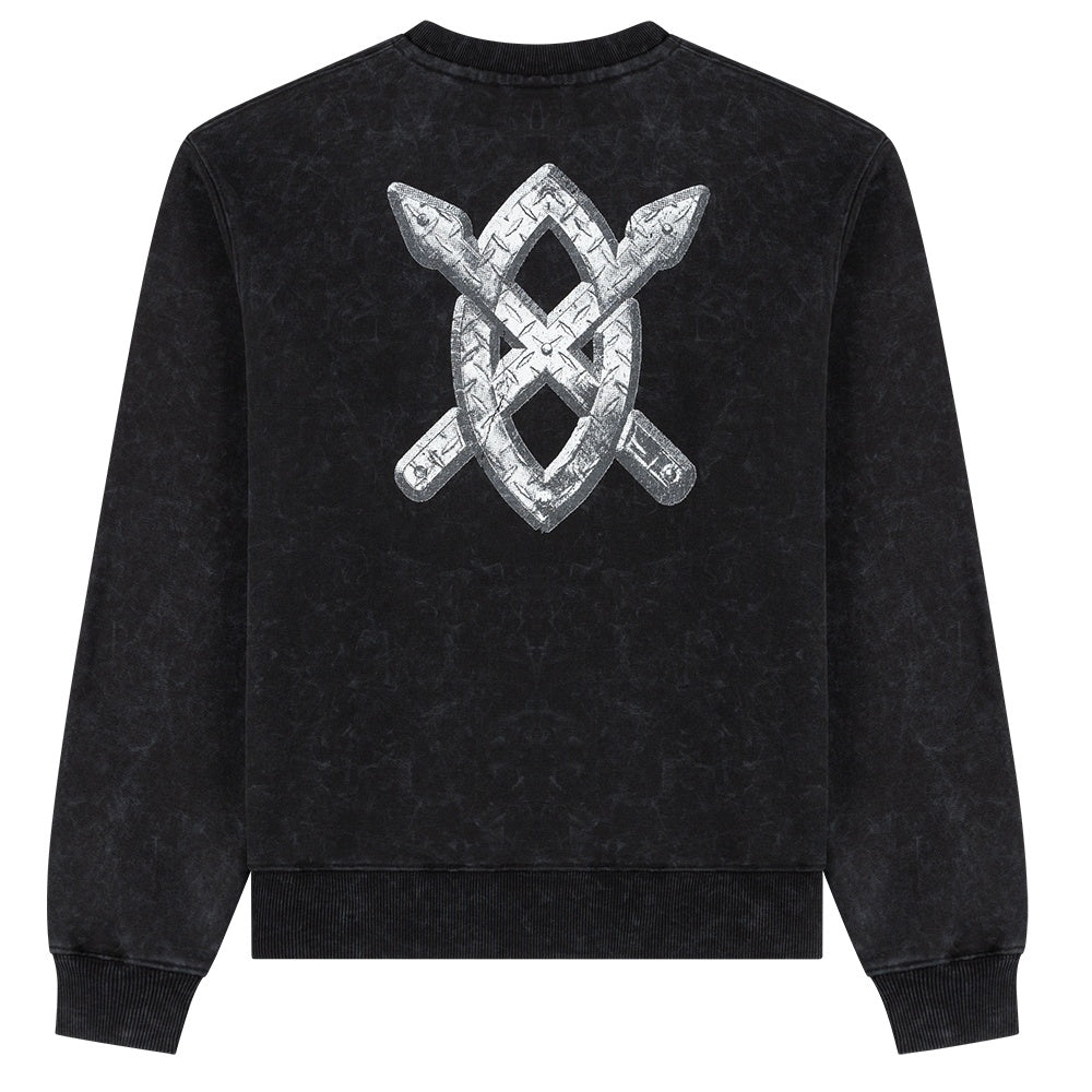 Daily Paper Textured Metallic Shield Sweater Zwart