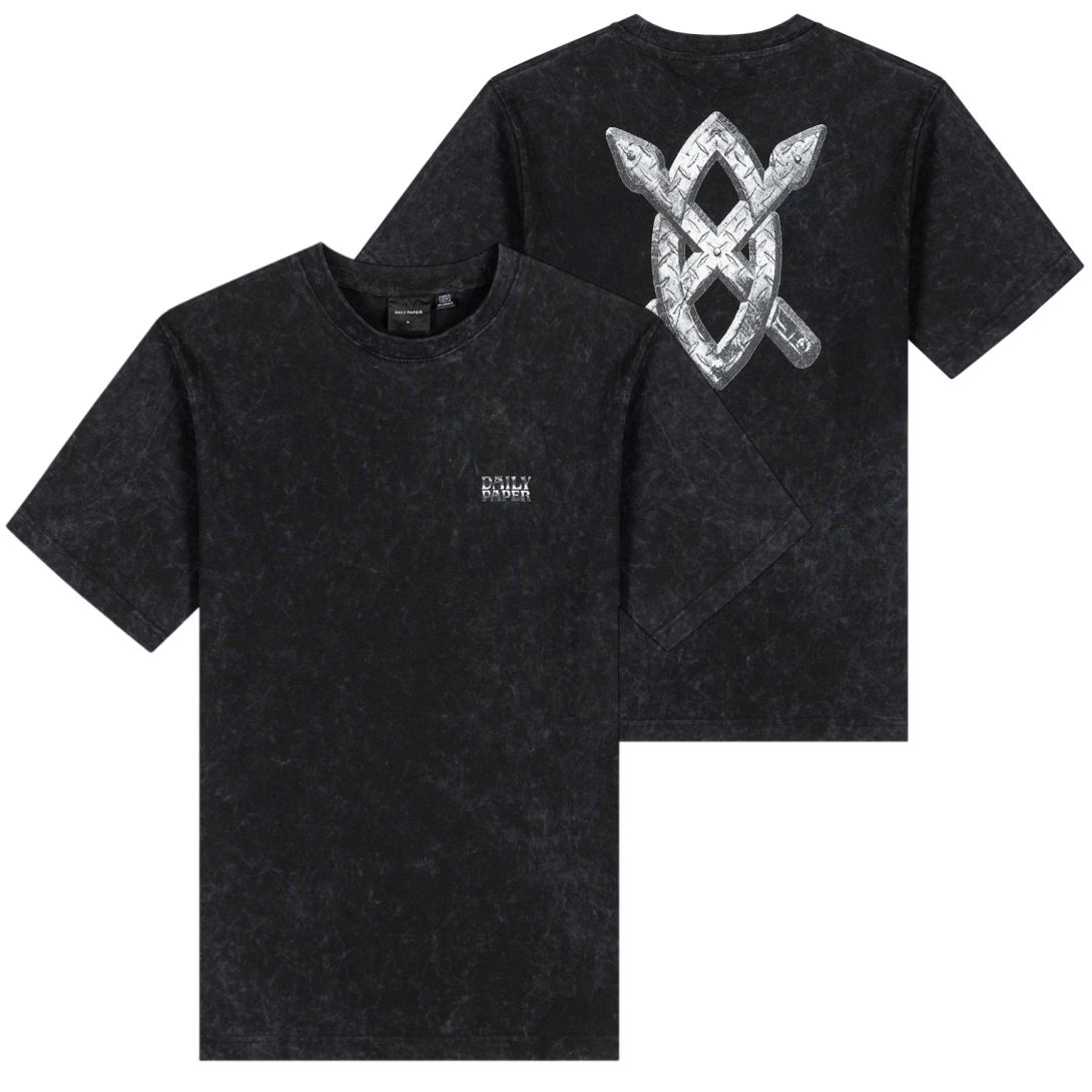 Daily Paper Textured Metallic Shield T-shirt Zwart