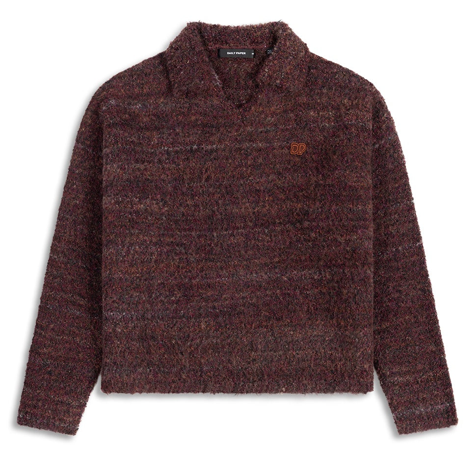 Daily Paper Textured V-Neck Knit Sweater Bordeaux