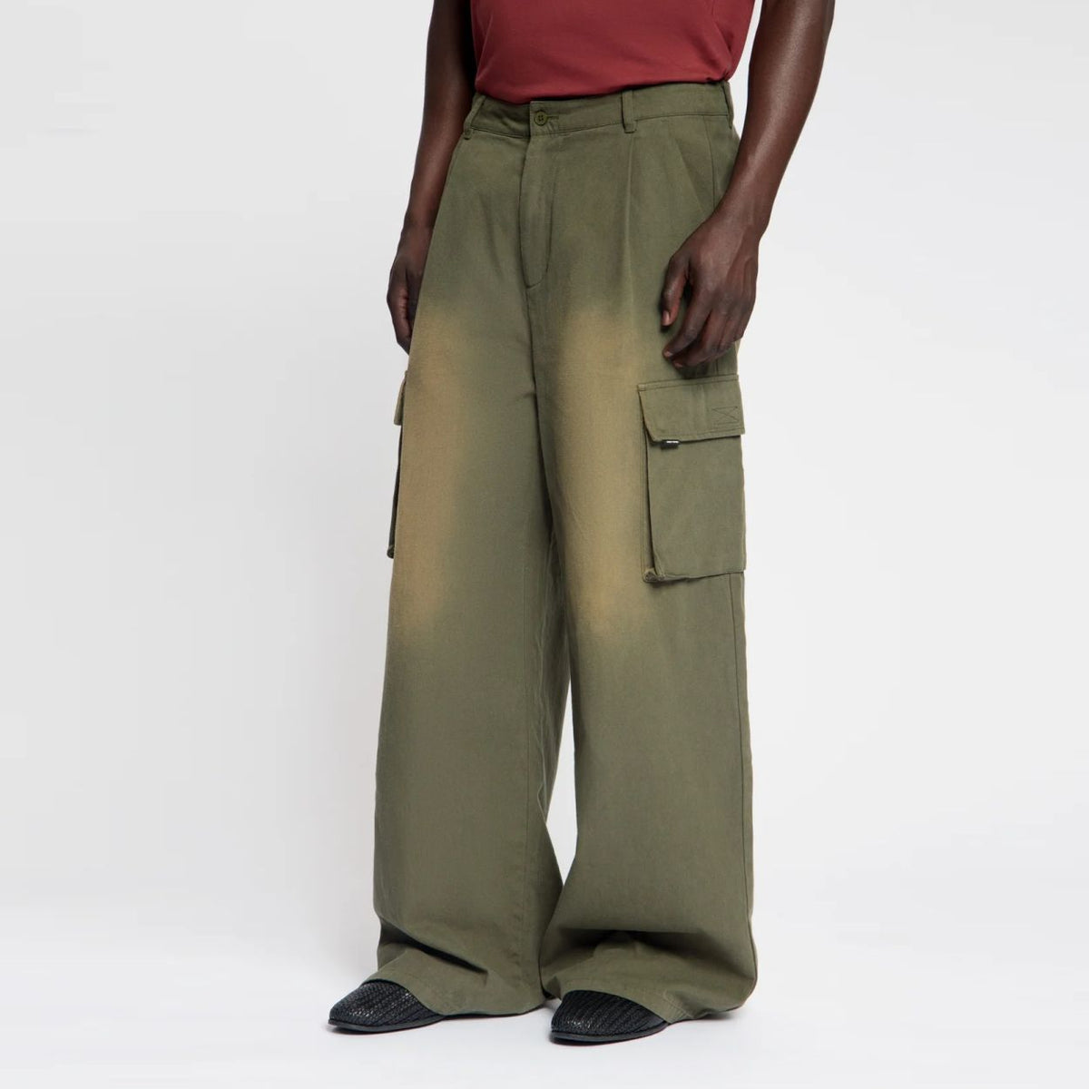 Daily Paper Washed Two Pocket Cargo Broek Donker Groen