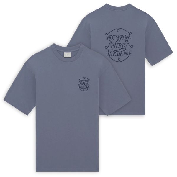 Drôle De Monsieur Slogan Tresses T-shirt Donker Blauw