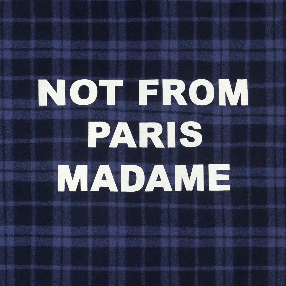 Drôle De Monsieur Checked Slogan Flannel Jack Navy